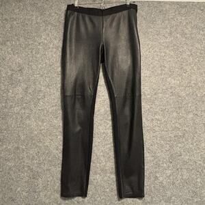 Eileen Fisher Pants Womens Size Small Black Leather Front Ponte Leggings Pull On